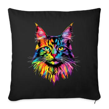 Maine Coon Cat Colorful Rainbow Maine Coon Cats - Sofa pillowcase 17,3'' x 17,3'' (45 x 45 cm) - black - Front