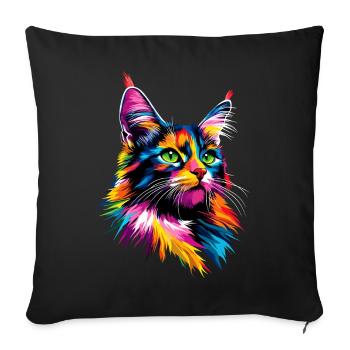 Maine Coon Cat Colorful Rainbow Maine Coon Cats - Sofa pillowcase 17,3'' x 17,3'' (45 x 45 cm) - black - Front