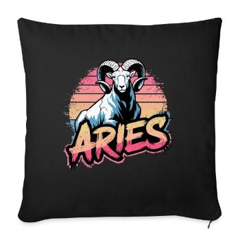 Aries Horoscope Astrology Sign Vintage Design. - Sofa pillowcase 17,3'' x 17,3'' (45 x 45 cm) - black - Front
