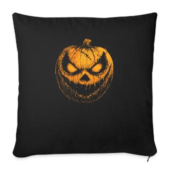 Horror Halloween Kostüm Grinsendes Kürbis Gesicht - Sofakissenbezug 45 x 45 cm - Schwarz - Vorne