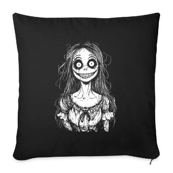Horror Halloween Costume Grinning Zombie Girl - Sofa pillowcase 17,3'' x 17,3'' (45 x 45 cm) - black - Front