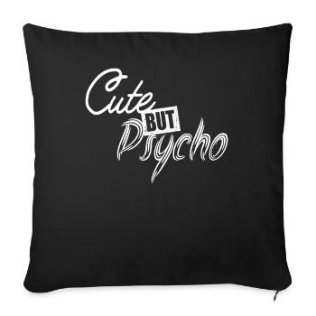 Mignon mais psycho Mignon mais fou Cadeau Girls - Housse de coussin décorative 45 x 45 cm - noir - Devant