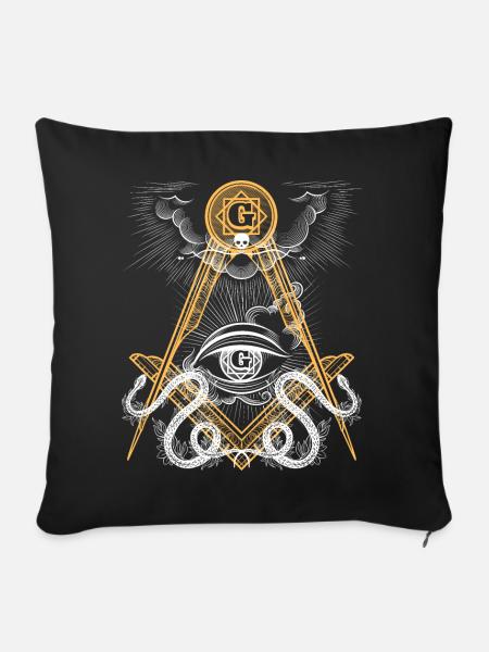 Freimaureraugen-Emblem - Sofakissenbezug 45 x 45 cm - Schwarz