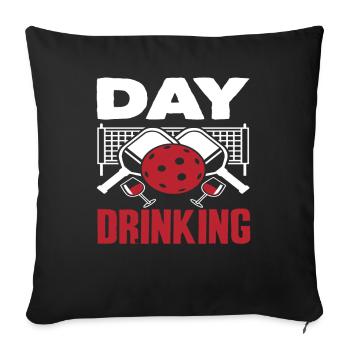 Day Drinking Pickleball Spaß - Sofakissenbezug 45 x 45 cm - Schwarz - Vorne