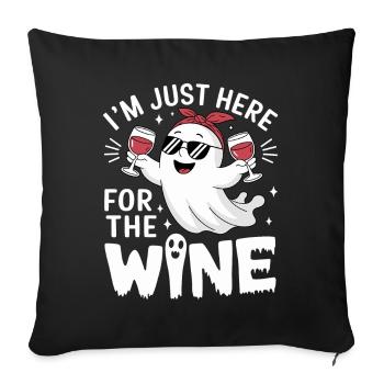 Fantôme d’Halloween, je suis juste là pour le vin - Housse de coussin décorative 45 x 45 cm - noir - Devant