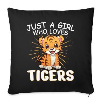 Juste une fille qui aime les tigres mignons - Housse de coussin décorative 45 x 45 cm - noir - Devant