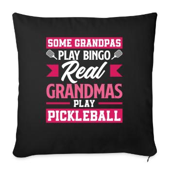 De vraies mamies jouant au pickleball - Housse de coussin décorative 45 x 45 cm - noir - Devant