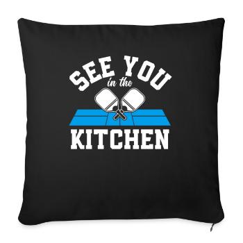Rendez-vous dans la cuisine Pickleball - Housse de coussin décorative 45 x 45 cm - noir - Devant