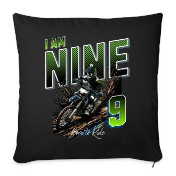 9e anniversaire de motocross - Housse de coussin décorative 45 x 45 cm - noir - Devant