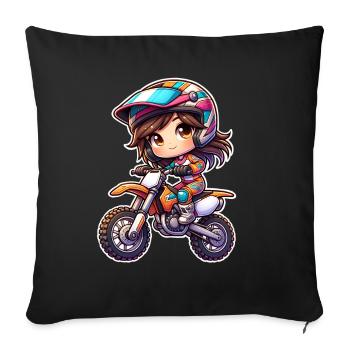 Motocross Filles - Housse de coussin décorative 45 x 45 cm - noir - Devant