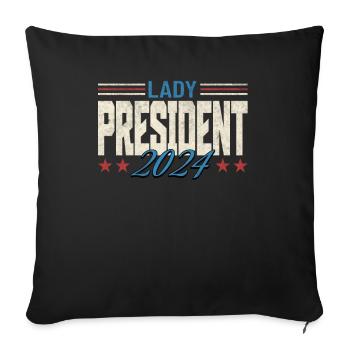 Lady President 2024: Kamala Harris for Progress - Sofa pillowcase 17,3'' x 17,3'' (45 x 45 cm) - black - Front