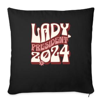 Lady President 2024 : Kamala Harris ouvre la voie - Housse de coussin décorative 45 x 45 cm - noir - Devant
