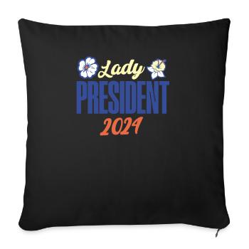 Lady President 2024: Kamala Harris for Democracy - Sofa pillowcase 17,3'' x 17,3'' (45 x 45 cm) - black - Front