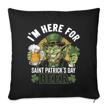 St. Patrick`s Day Beer Leprechaun Kobold Bier - Sofakissenbezug 45 x 45 cm - Schwarz - Vorne