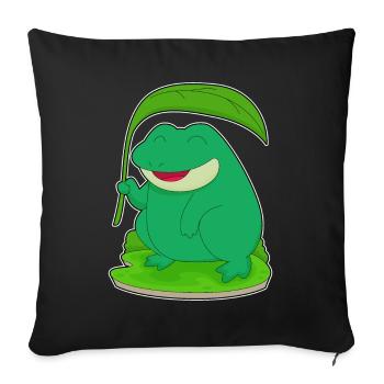 Frog with leaf as a parasol - Sofa pillowcase 17,3'' x 17,3'' (45 x 45 cm) - black - Front