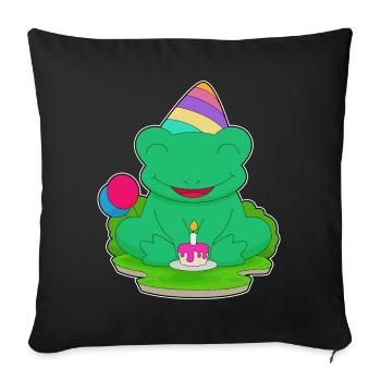 Frog Birthday Party Hat - Sofa pillowcase 17,3'' x 17,3'' (45 x 45 cm) - black - Front
