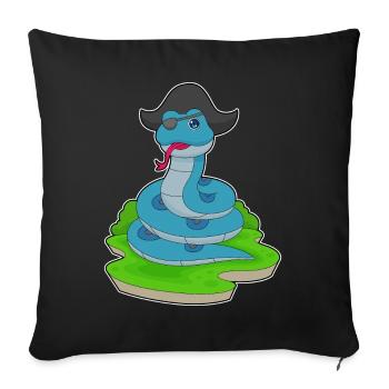 Serpent Pirate Chapeau de Pirate - Housse de coussin décorative 45 x 45 cm - noir - Devant