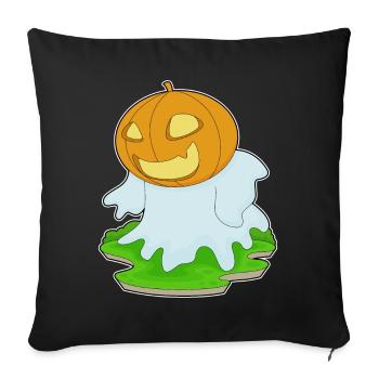 Citrouille fantôme d’Halloween - Housse de coussin décorative 45 x 45 cm - noir - Devant