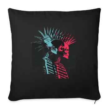 Neon Punk Rock Skulls City Skyline - Sofa pillowcase 17,3'' x 17,3'' (45 x 45 cm) - black - Front