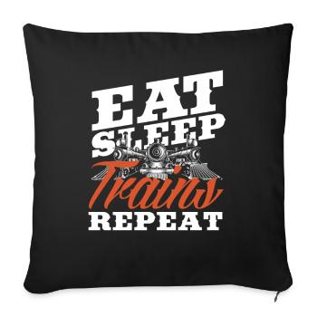 Mangez des trains endormis Amateurs de trains répétés - Housse de coussin décorative 45 x 45 cm - noir - Devant