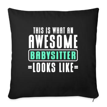 Baby-sitter Babysitting - Housse de coussin décorative 45 x 45 cm - noir - Devant