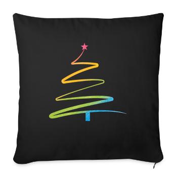 Regenbogen Weihnachtsbaum Aquarell - Sofakissenbezug 45 x 45 cm - Schwarz - Vorne