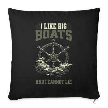 I Like Big Boats And I Cannot Lie Steering Wheel Design - Sofa pillowcase 17,3'' x 17,3'' (45 x 45 cm) - black - Front