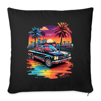 Retro Car Cruiser at Sunset - Sofa pillowcase 17,3'' x 17,3'' (45 x 45 cm) - black - Front