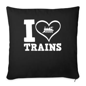 I love trains locomotive railway - Sofa pillowcase 17,3'' x 17,3'' (45 x 45 cm) - black - Front
