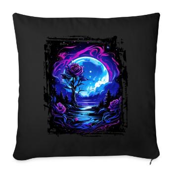Dreamlike moonlight and a magical rose - Sofa pillowcase 17,3'' x 17,3'' (45 x 45 cm) - black - Front
