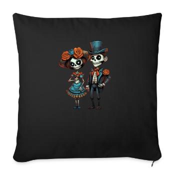 Victorian Style Skeleton Couple Day of the Dead - Sofa pillowcase 17,3'' x 17,3'' (45 x 45 cm) - black - Front