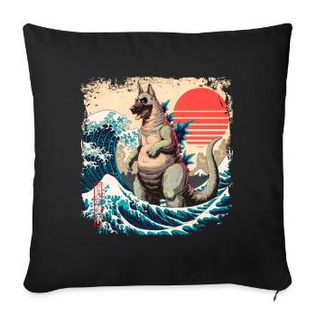 Funny Monster German Shepherd Dogzilla Anime Manga - Sofa pillowcase 17,3'' x 17,3'' (45 x 45 cm) - black - Front
