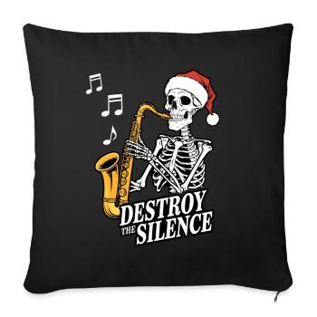 Saxophone squelette Destroy the Silence Musique - Housse de coussin décorative 45 x 45 cm - noir - Devant