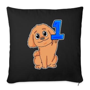 Number 1 Number One - Dog Motif - Sofa pillowcase 17,3'' x 17,3'' (45 x 45 cm) - black - Front