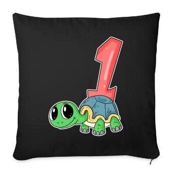 Number 1 Number One - Turtle Motif - Sofa pillowcase 17,3'' x 17,3'' (45 x 45 cm) - black - Front