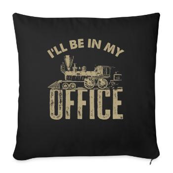 Je suis dans mon bureau Locomotive à vapeur Vintage - Housse de coussin décorative 45 x 45 cm - noir - Devant