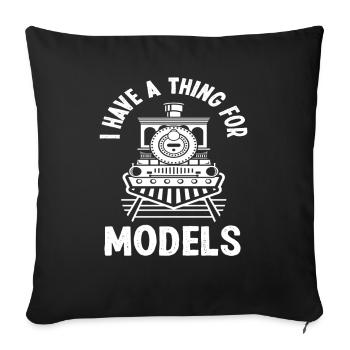 J’aime les trains miniatures - Housse de coussin décorative 45 x 45 cm - noir - Devant