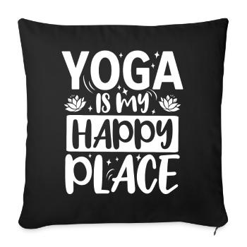 Le yoga est mon lieu de bonheur Méditation - Housse de coussin décorative 45 x 45 cm - noir - Devant