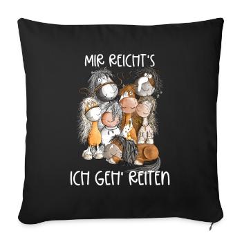 Horse Pile Horses I've Had Enough I'm Going Riding - Sofa pillowcase 17,3'' x 17,3'' (45 x 45 cm) - black - Front