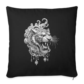 Spiritual Mandala Tiger T-Shirt - Sofa pillowcase 17,3'' x 17,3'' (45 x 45 cm) - black - Front
