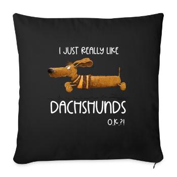 J’aime vraiment les teckels Dackel teckel - Housse de coussin décorative 45 x 45 cm - noir - Devant