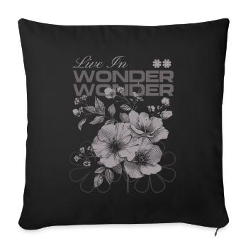 Vivre dans l’émerveillement Art floral botanique - Housse de coussin décorative 45 x 45 cm - noir - Devant