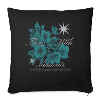 Flow with Moments Floral Art Design - Sofa pillowcase 17,3'' x 17,3'' (45 x 45 cm) - black - Front