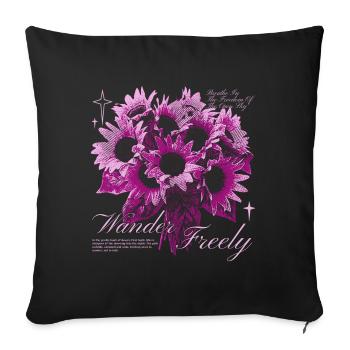 Wander Freely Sunflower Floral Art Design - Sofa pillowcase 17,3'' x 17,3'' (45 x 45 cm) - black - Front