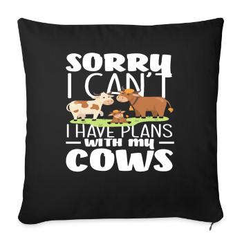 Désolé, j’ai des projets avec mes vaches - Housse de coussin décorative 45 x 45 cm - noir - Devant