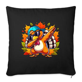 familiensegeCool Dabbin' Turkey Thanksgiving D - Housse de coussin décorative 45 x 45 cm - noir - Devant