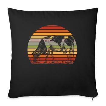 Retro sunset cow illustration - Sofa pillowcase 17,3'' x 17,3'' (45 x 45 cm) - black - Front