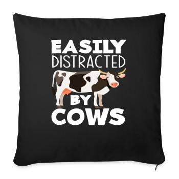 Easily distracted by cows - Sofa pillowcase 17,3'' x 17,3'' (45 x 45 cm) - black - Front