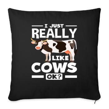 J’aime beaucoup les vaches ok fan de vache - Housse de coussin décorative 45 x 45 cm - noir - Devant