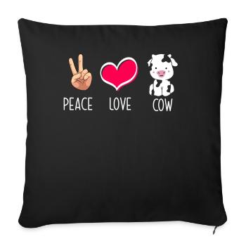 Peace Love Cow Illustration - Sofa pillowcase 17,3'' x 17,3'' (45 x 45 cm) - black - Front